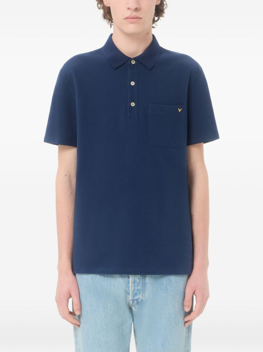 Blue Solid Shirt Collar Polo 2