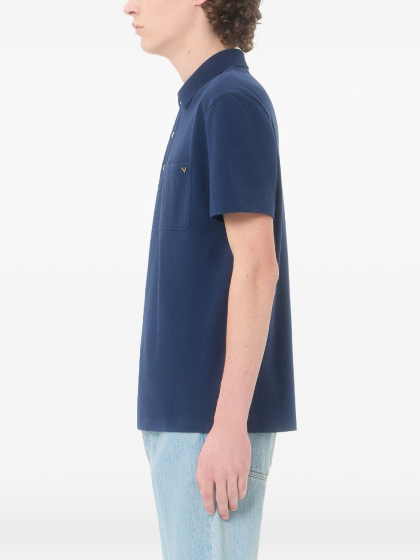 Blue Solid Shirt Collar Polo 5
