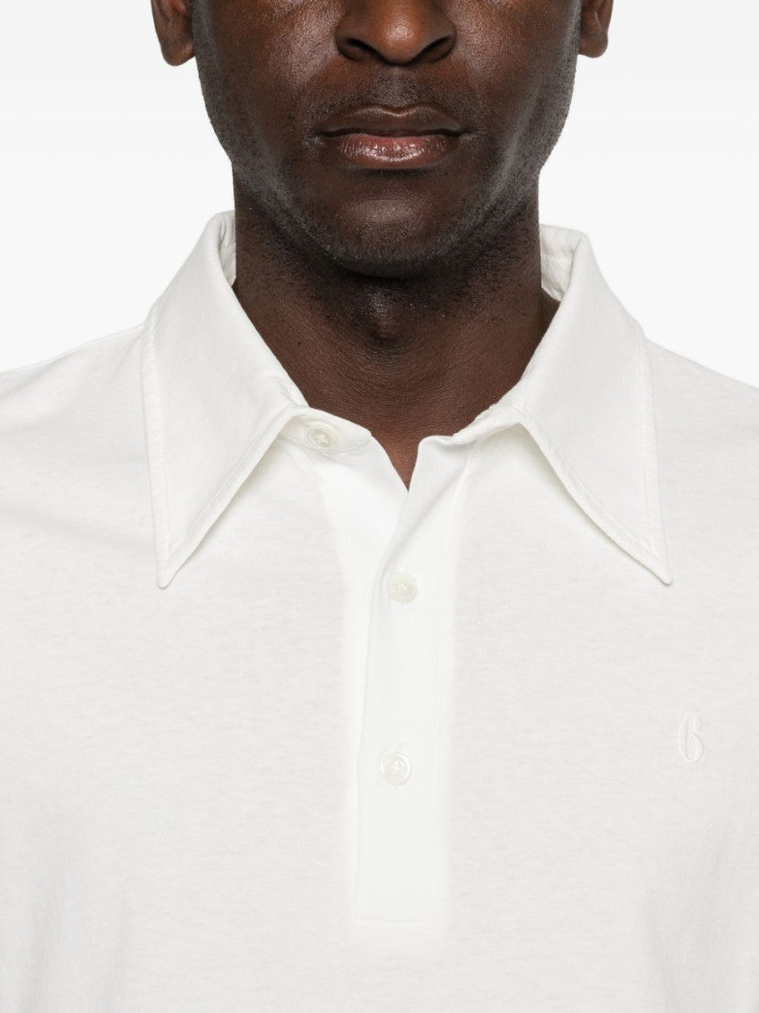 White Logo Shirt Collar Polo 4