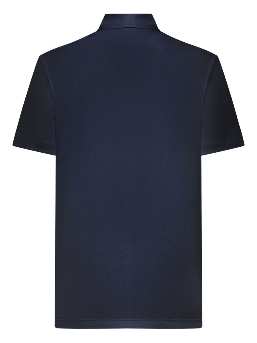 Blue Solid Shirt Collar Polo 2