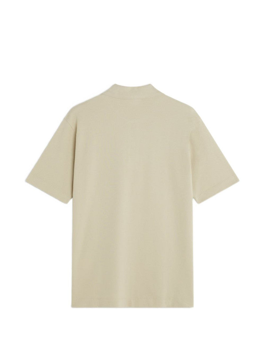 Beige Solid Shirt Collar Polo 2