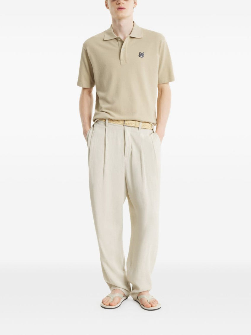 Beige Solid Shirt Collar Polo 3