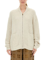White Knitted Mock Collar Sweater 1