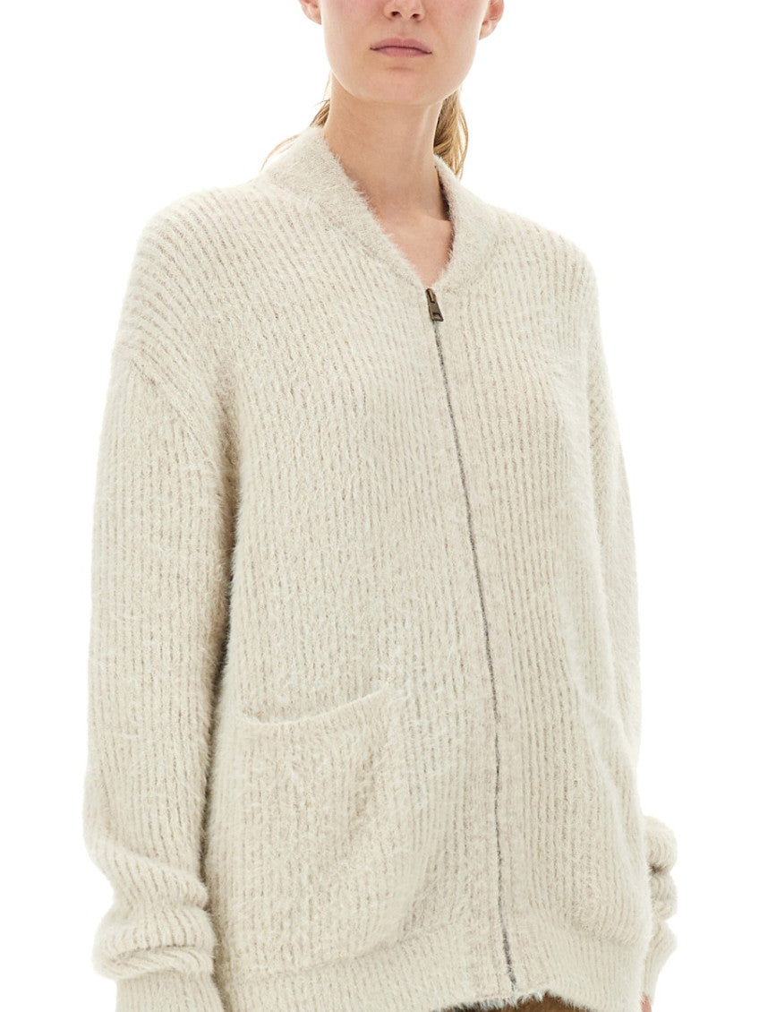 White Knitted Mock Collar Sweater 3