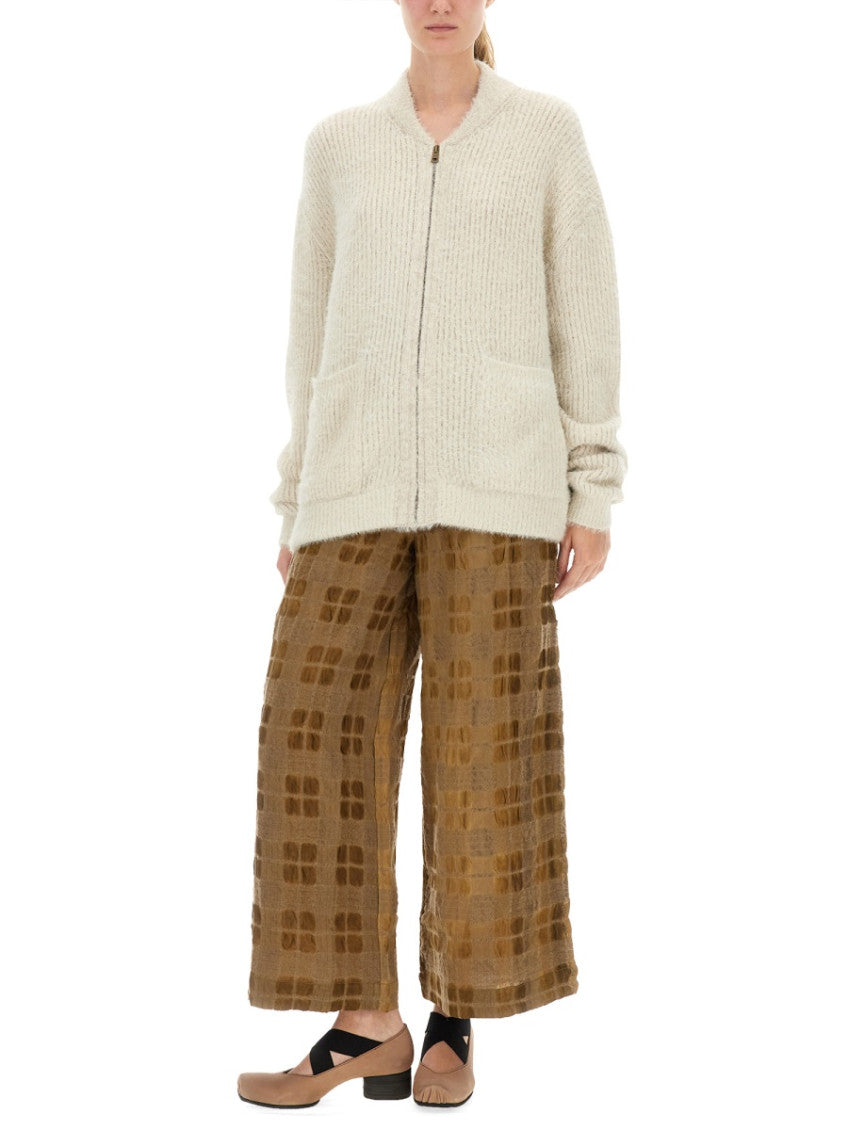 White Knitted Mock Collar Sweater 4