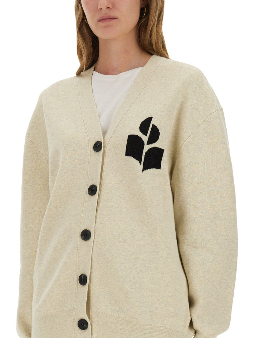 Beige Graphic V Neck Sweater 3