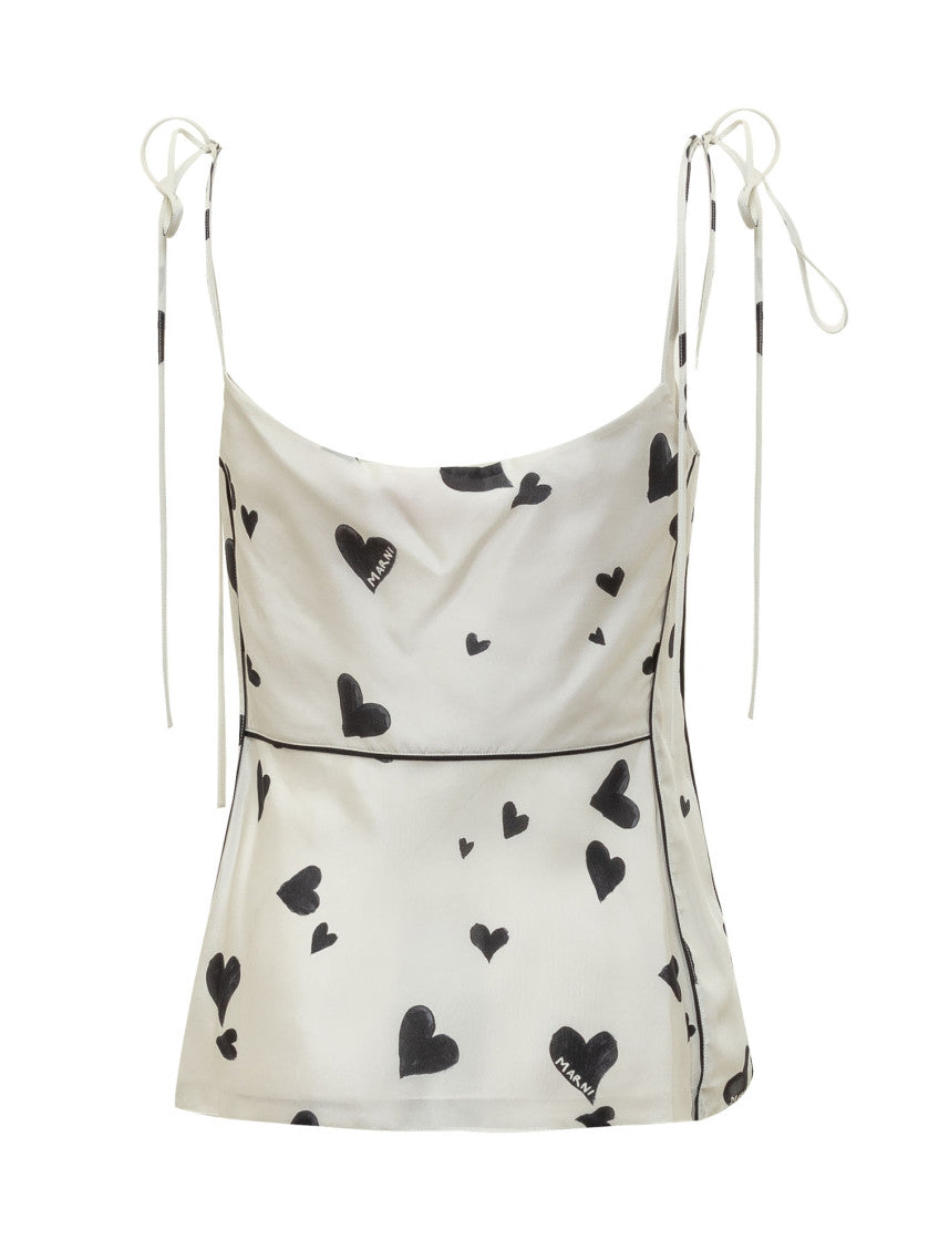 White Printed Scoop Neck Top 2