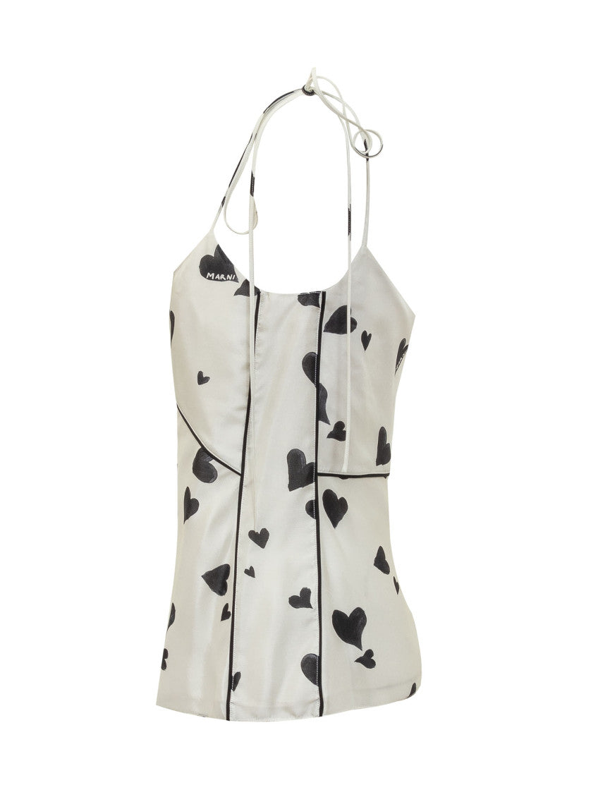 White Printed Scoop Neck Top 3