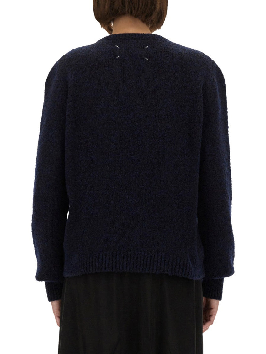 Blue Solid Crew Neck Sweater 2
