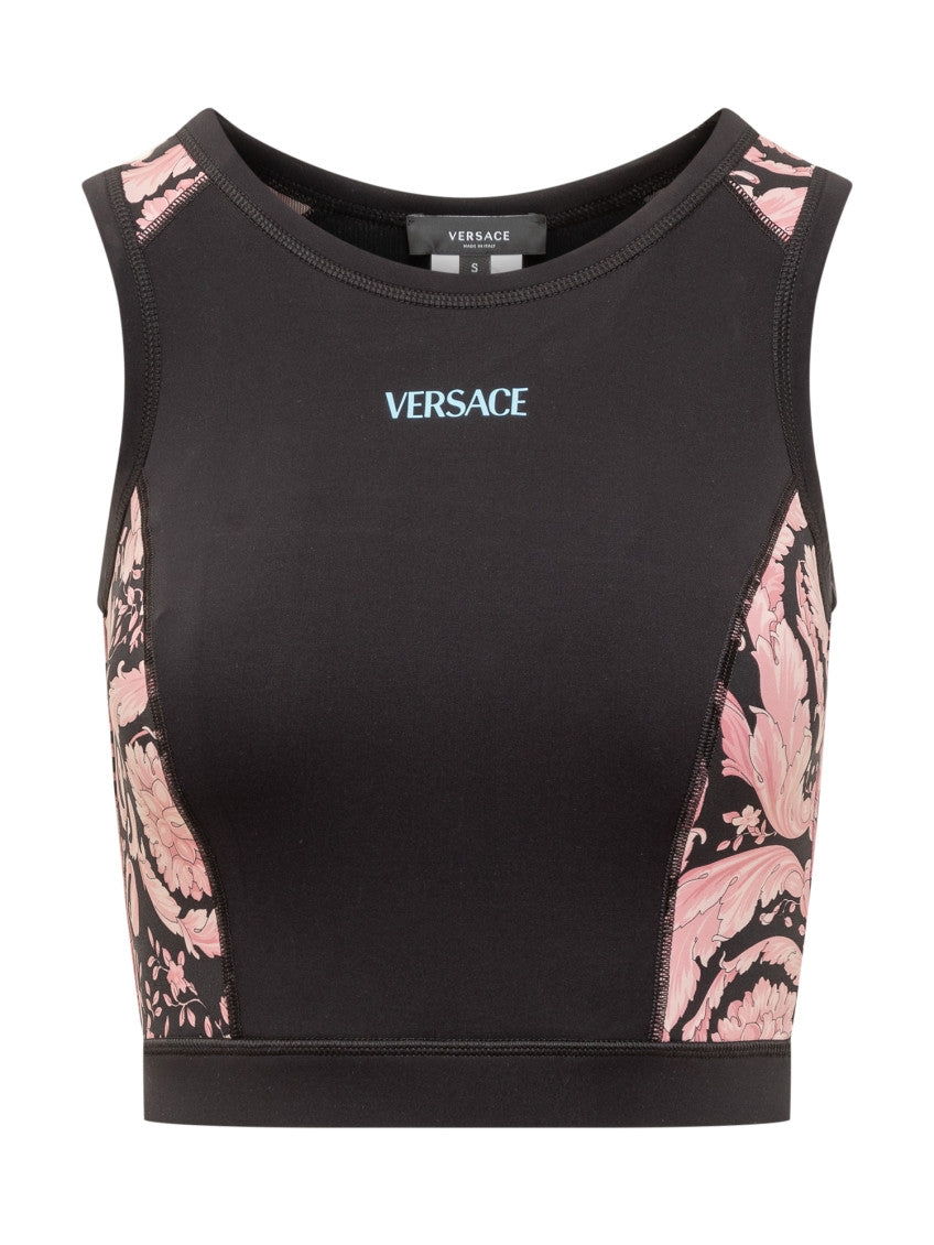 Black Printed Round Neck Top 1