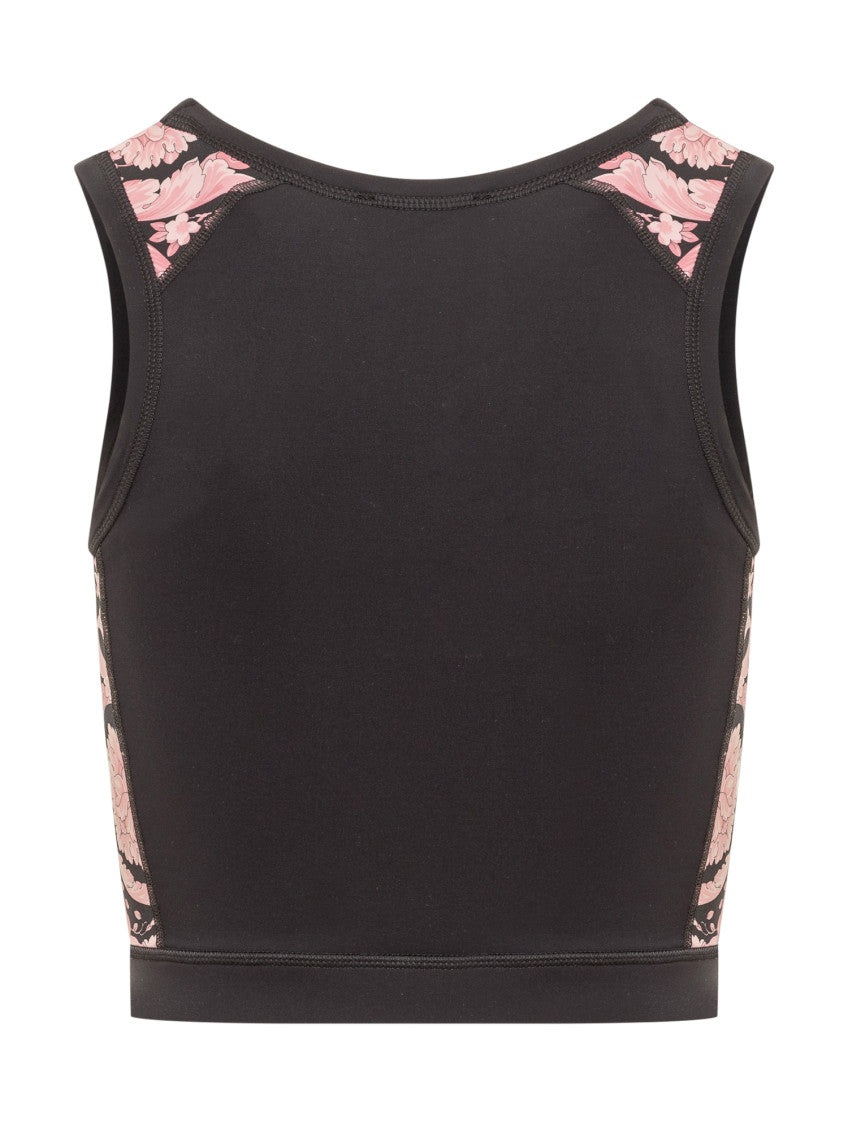 Black Printed Round Neck Top 2