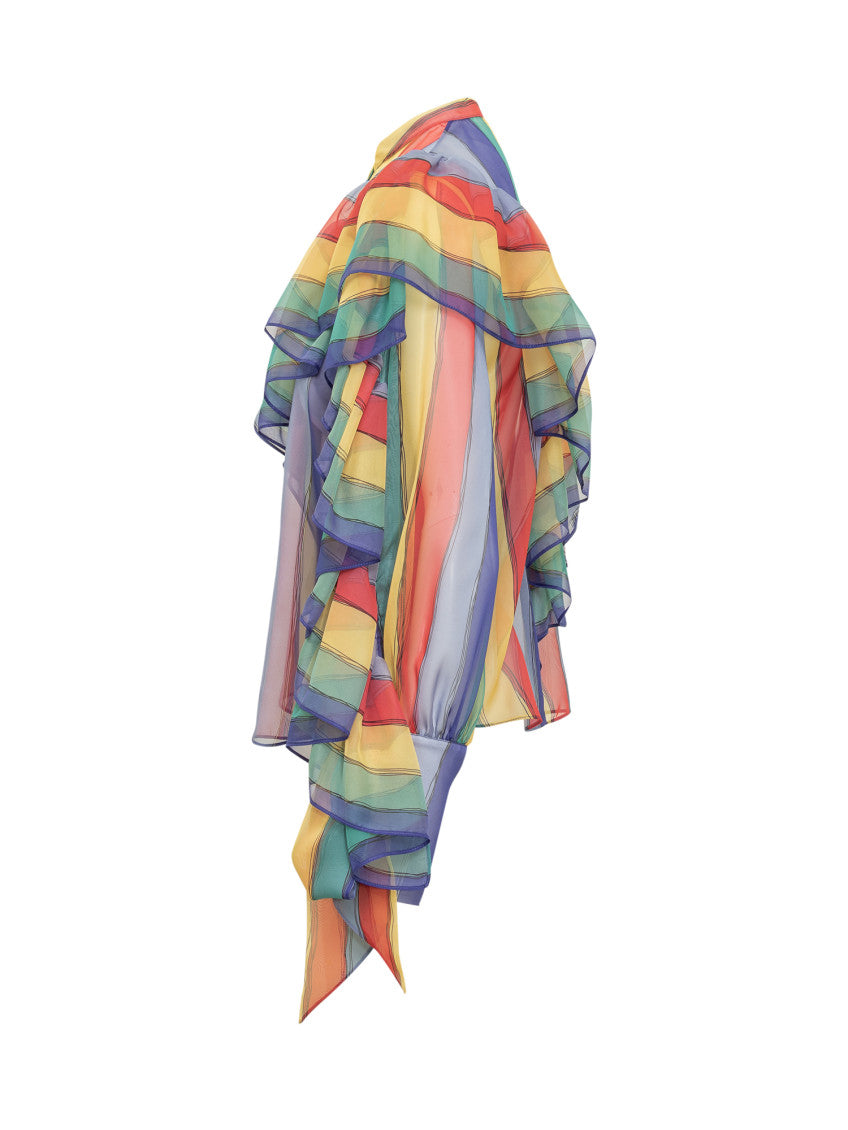 Multicolor Stripes Band Collar Top 3