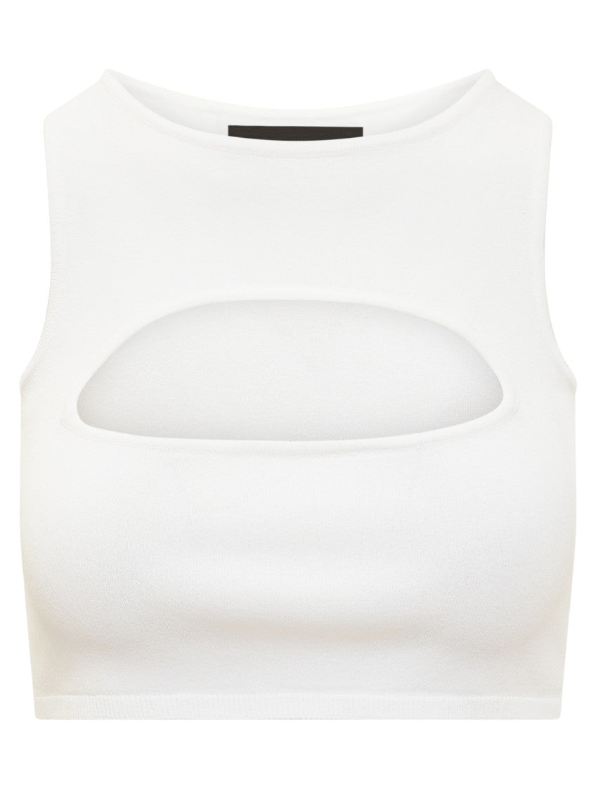 White Solid Round Neck Top 1