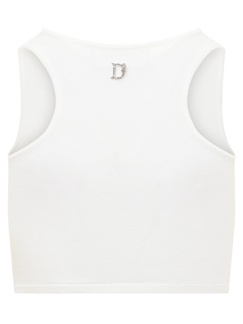 White Solid Round Neck Top 2