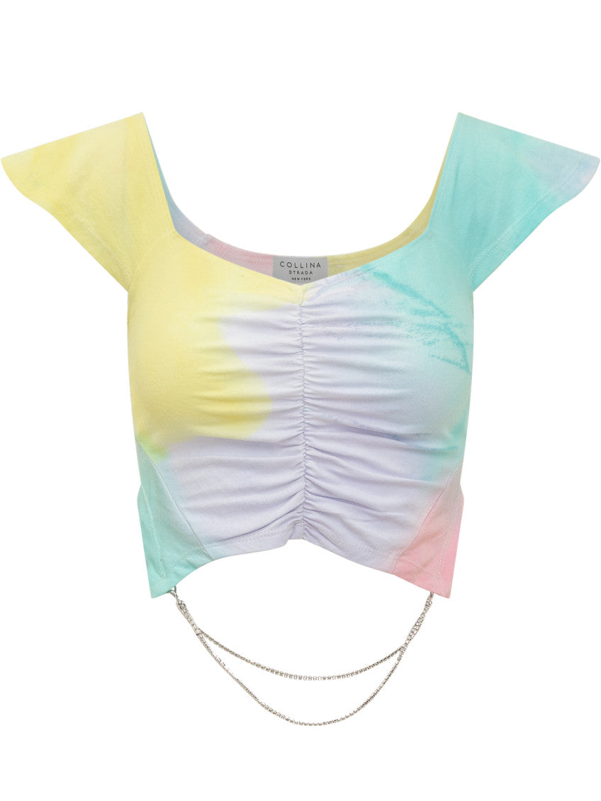 Multicolor Printed V Neck T-Shirt 1