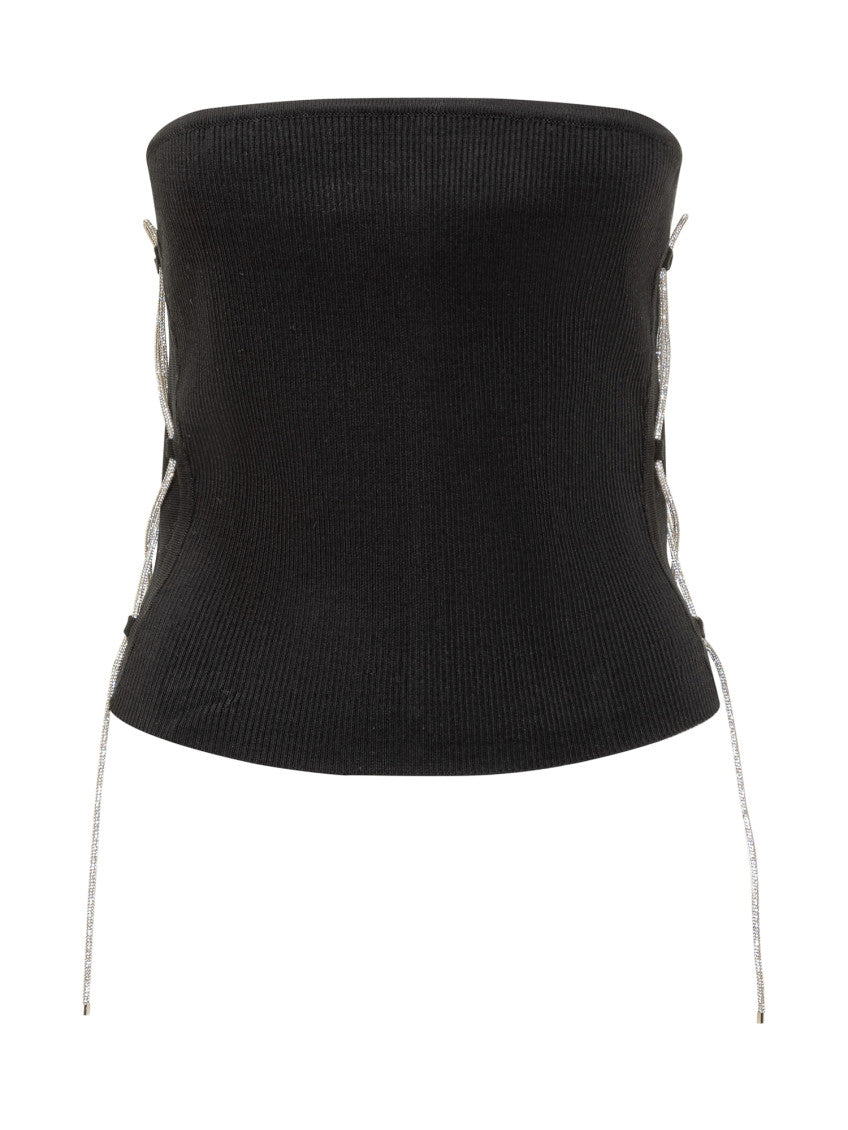 Black Solid Strapless Top 1