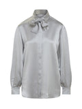 Grey Solid Shirt Collar Top 1