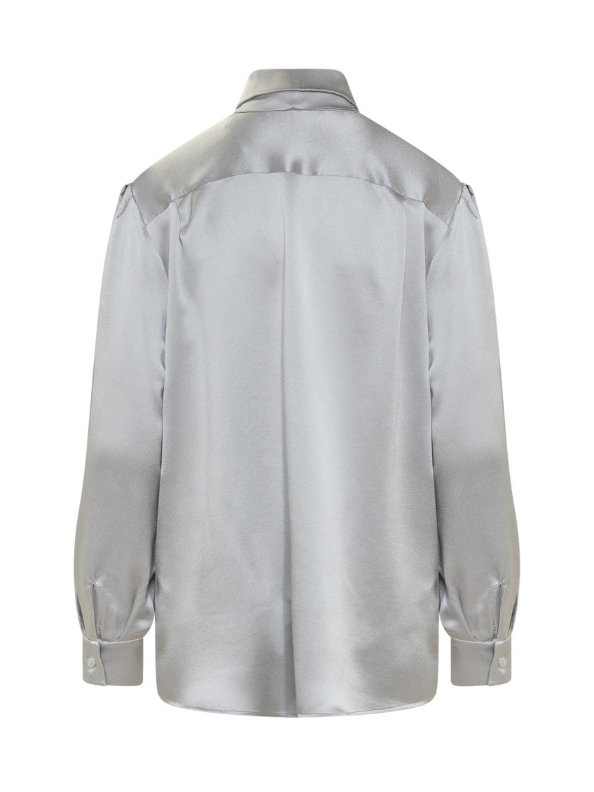 Grey Solid Shirt Collar Top 2