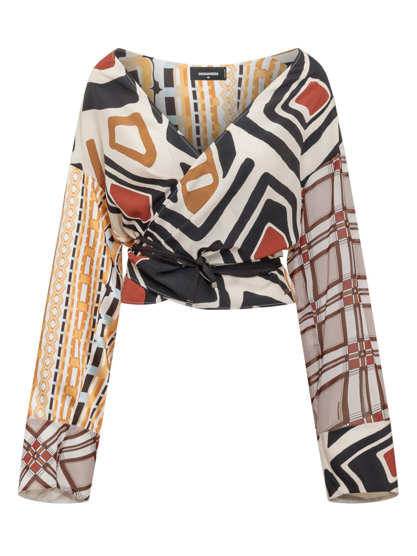Multicolor Printed V Neck Top 1