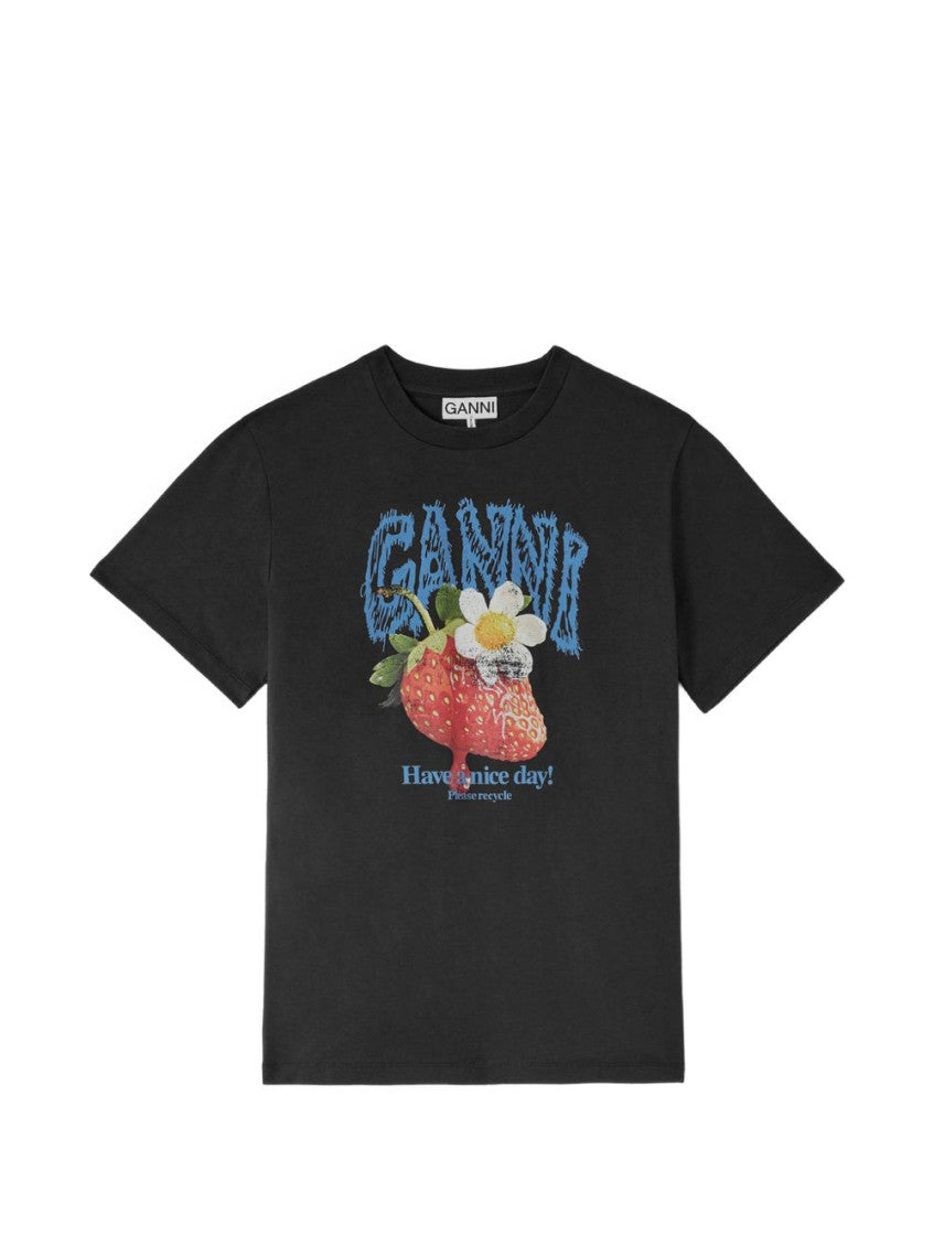 Black Graphic Crew Neck T-Shirt 1