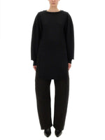 Black Solid Round Neck Sweater 1