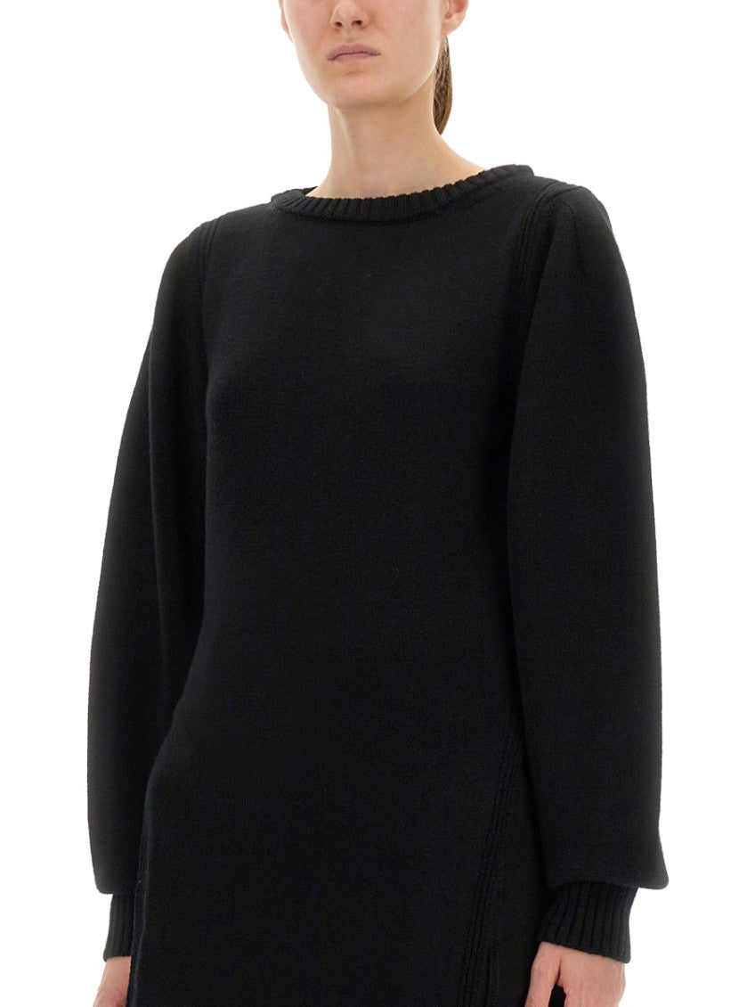 Black Solid Round Neck Sweater 2
