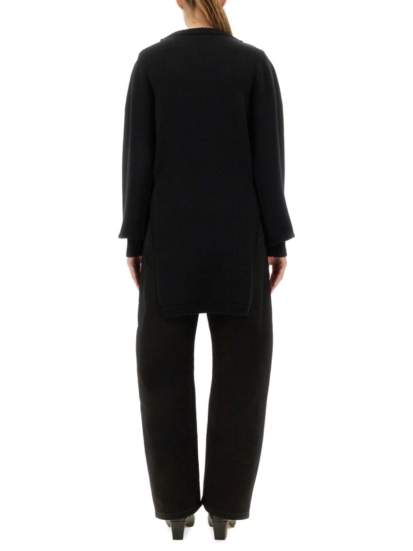 Black Solid Round Neck Sweater 4