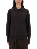 Brown Solid Shirt Collar Sweater 1