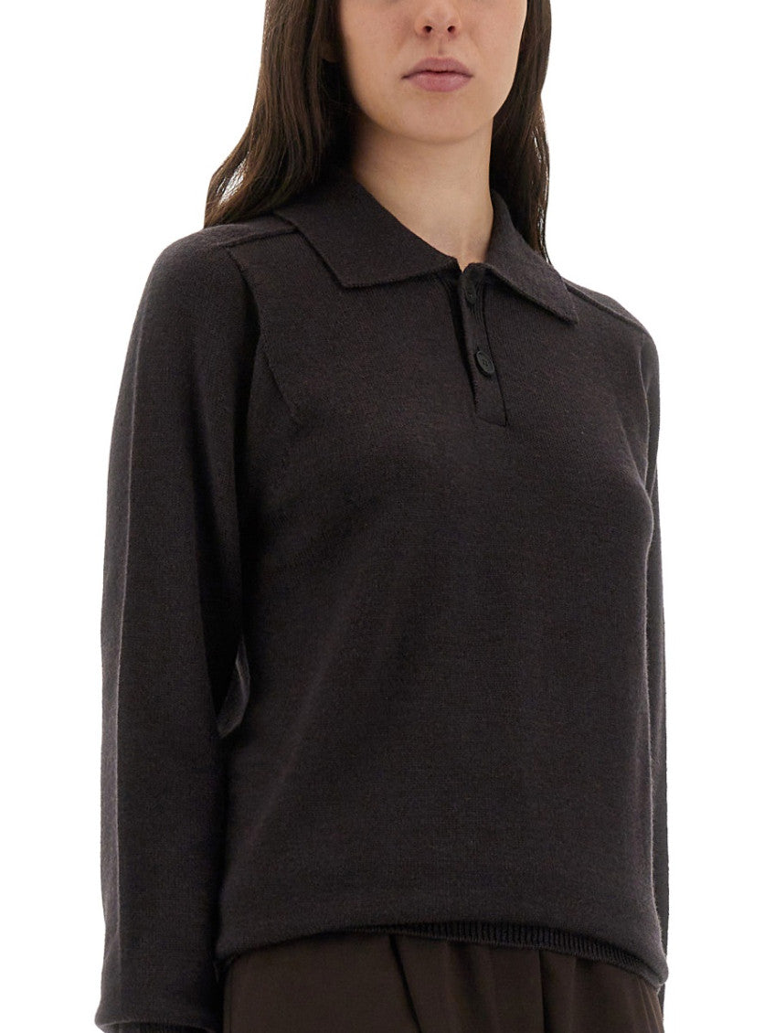 Brown Solid Shirt Collar Sweater 3