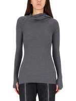 Grey Knitted Mock Collar Sweater 1
