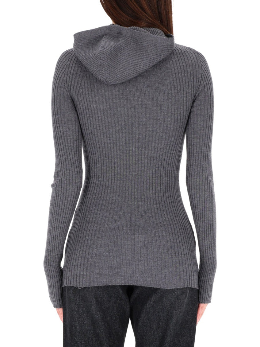 Grey Knitted Mock Collar Sweater 2