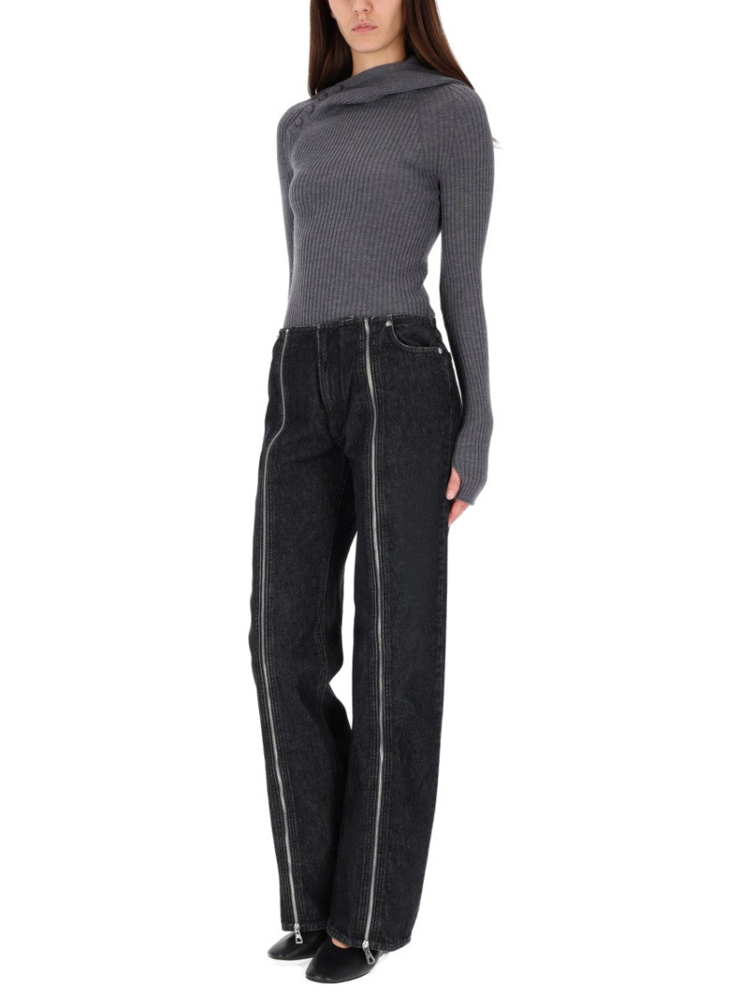 Grey Knitted Mock Collar Sweater 4