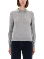 Grey Solid Shirt Collar Sweater 1