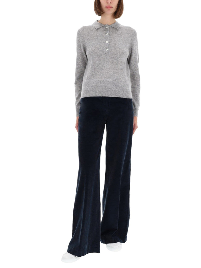 Grey Solid Shirt Collar Sweater 3