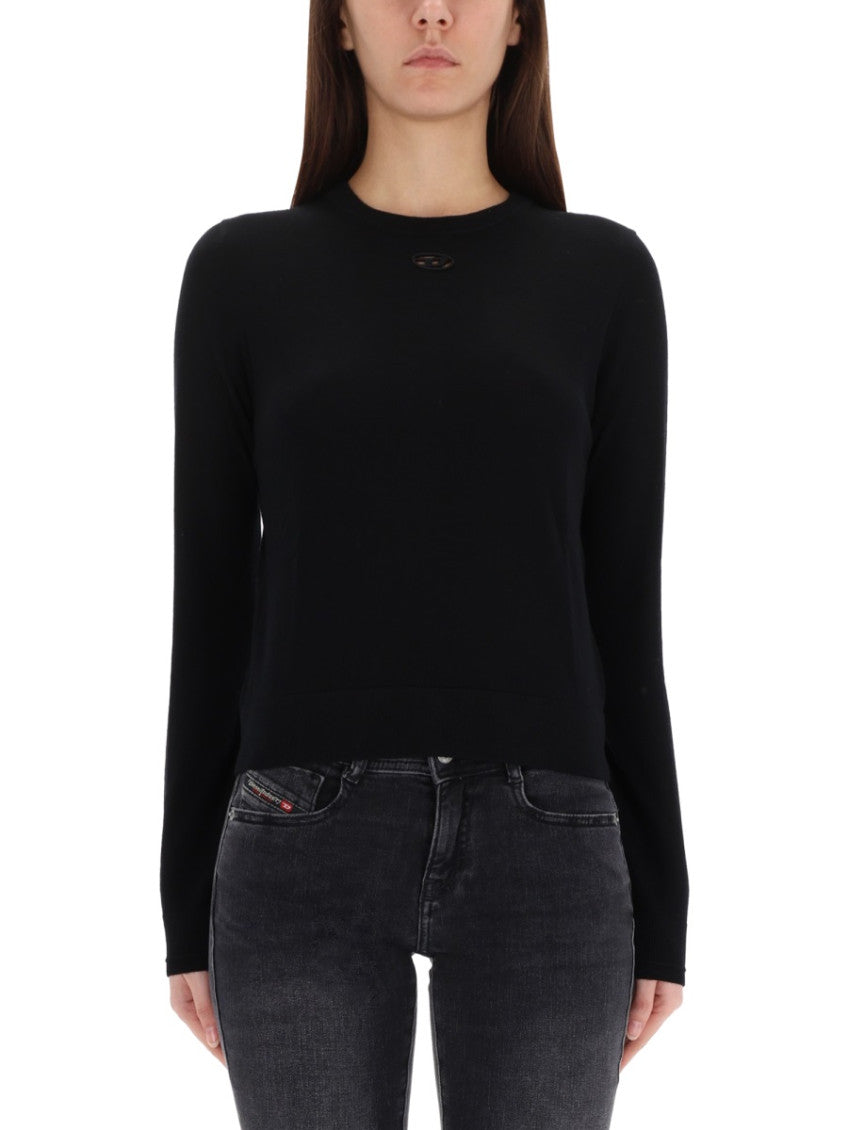 Black Solid Crew Neck Sweater 1