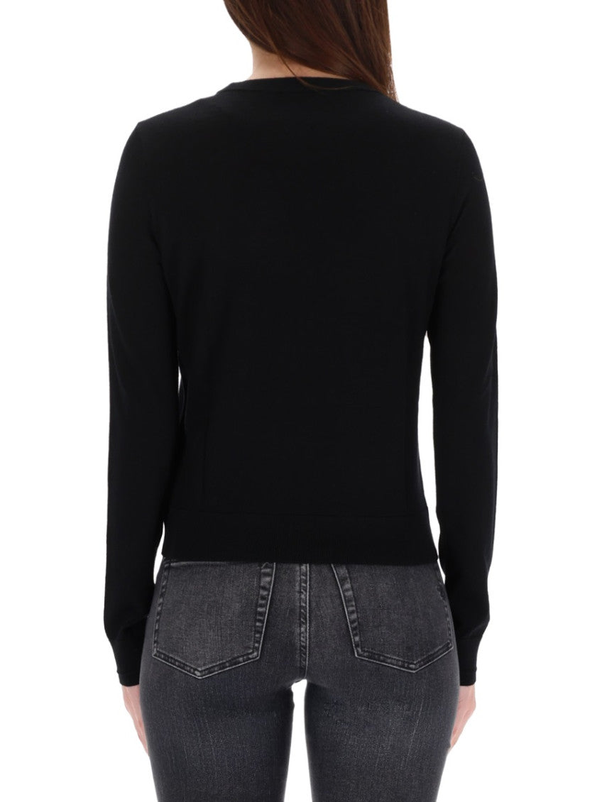 Black Solid Crew Neck Sweater 2
