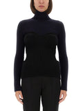 Navy Blue Knitted Turtle Neck Sweater 1