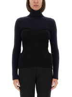 Navy Blue Knitted Turtle Neck Sweater 1