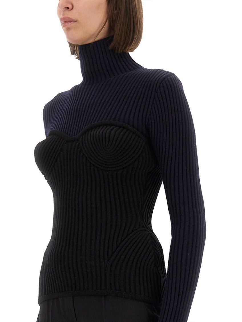 Navy Blue Knitted Turtle Neck Sweater 3