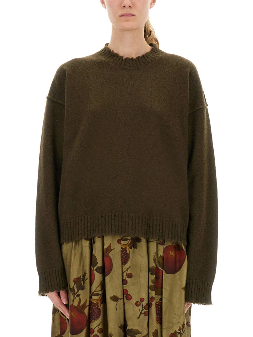 Green Solid Crew Neck Sweater 1
