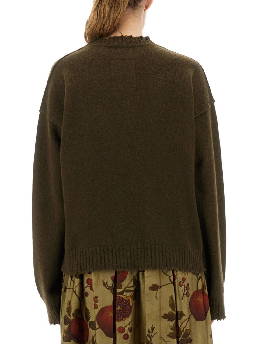 Green Solid Crew Neck Sweater 2