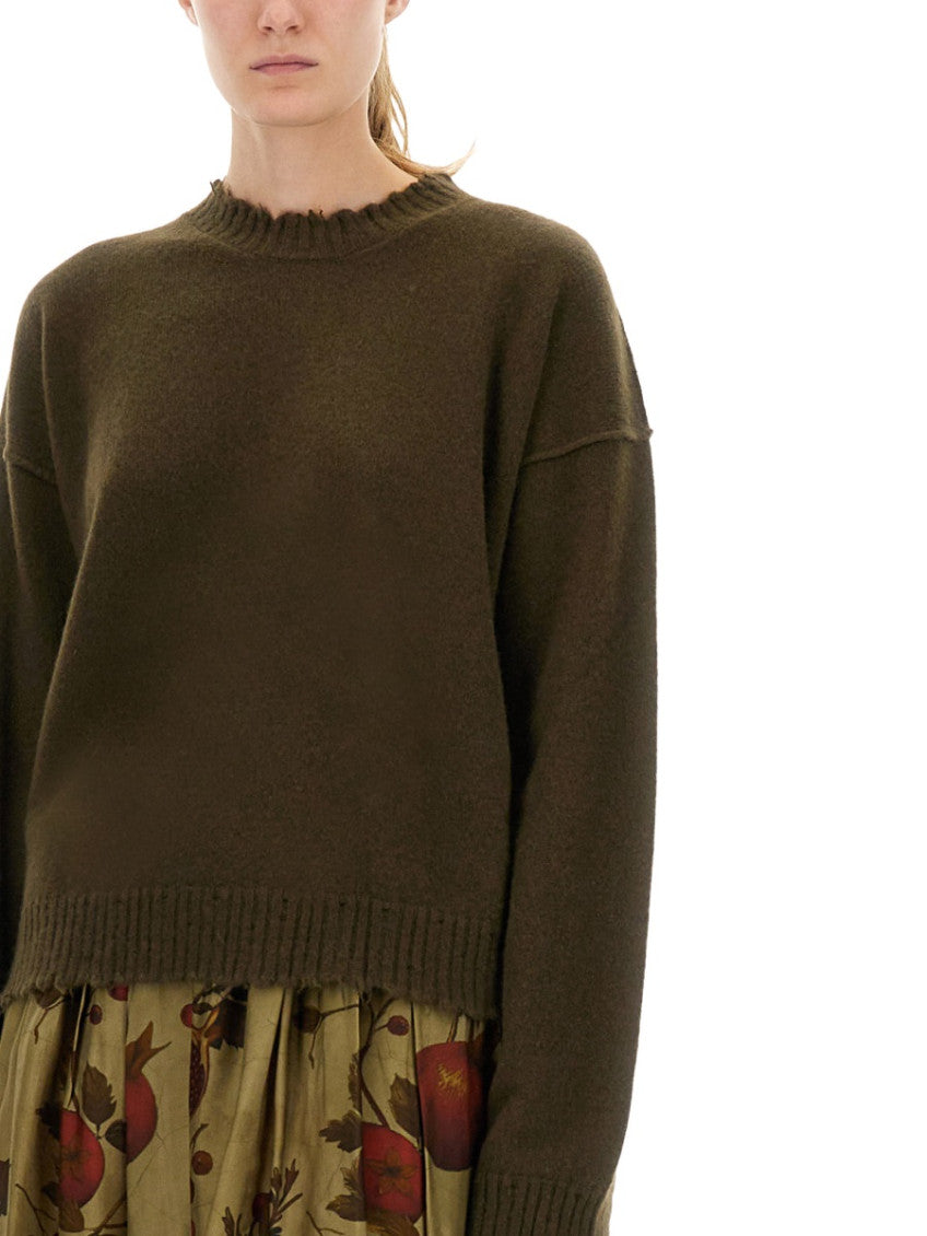 Green Solid Crew Neck Sweater 3