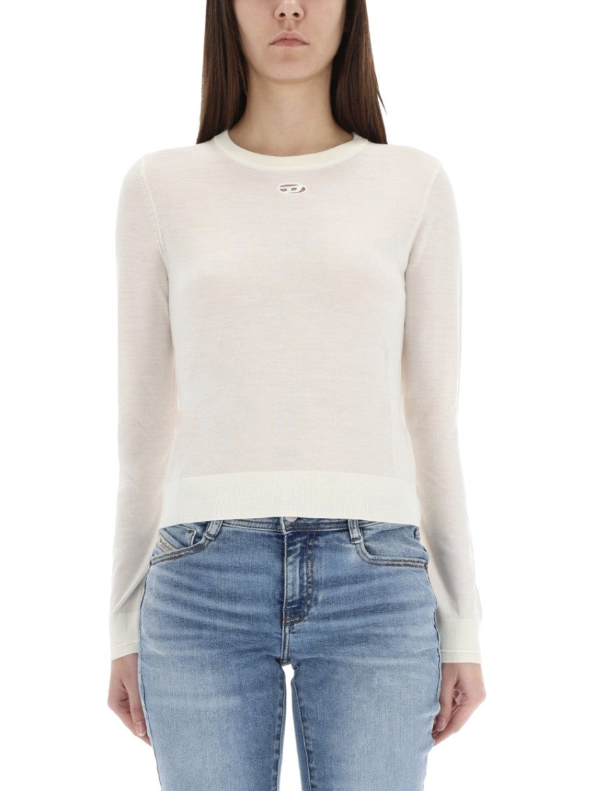 White Solid Crew Neck Sweater 1