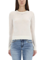 White Solid Crew Neck Sweater 1