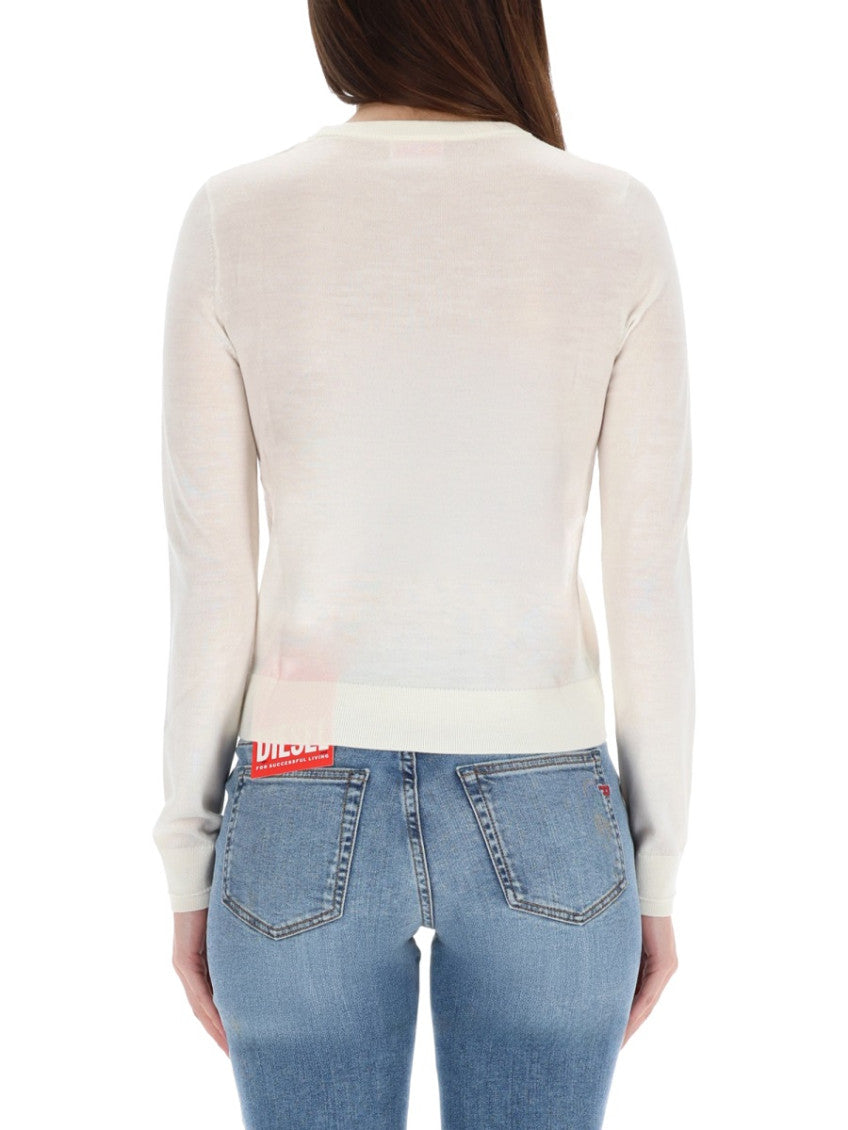 White Solid Crew Neck Sweater 2