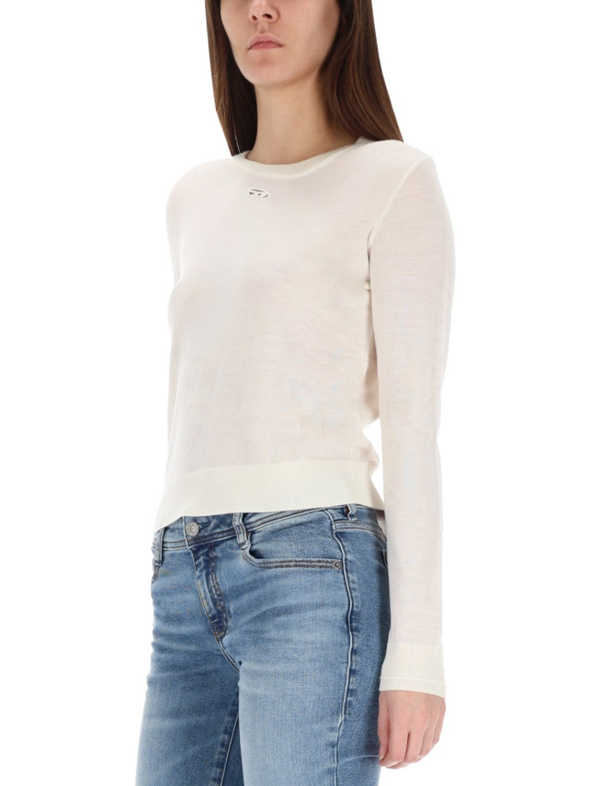 White Solid Crew Neck Sweater 3