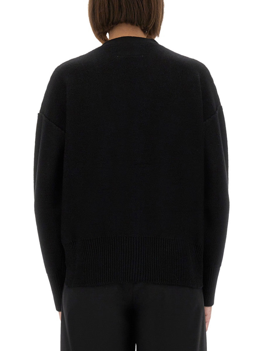 Black Solid V Neck Cardigan 2