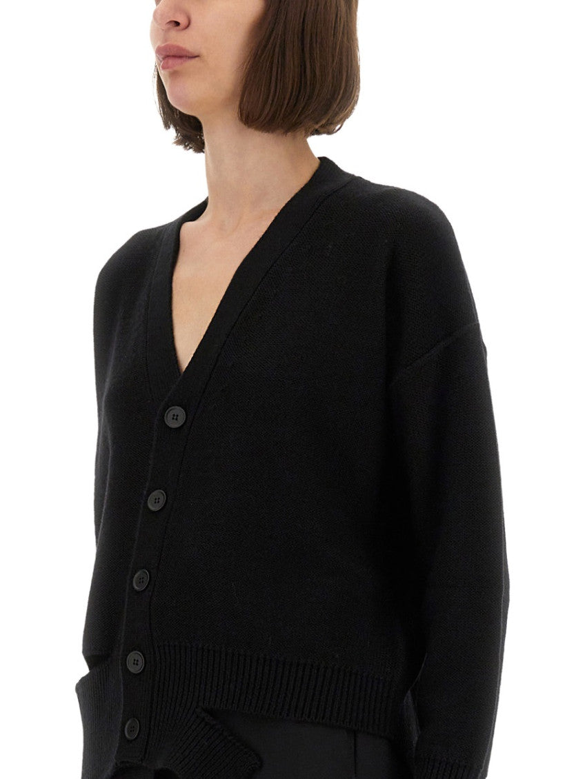 Black Solid V Neck Cardigan 3
