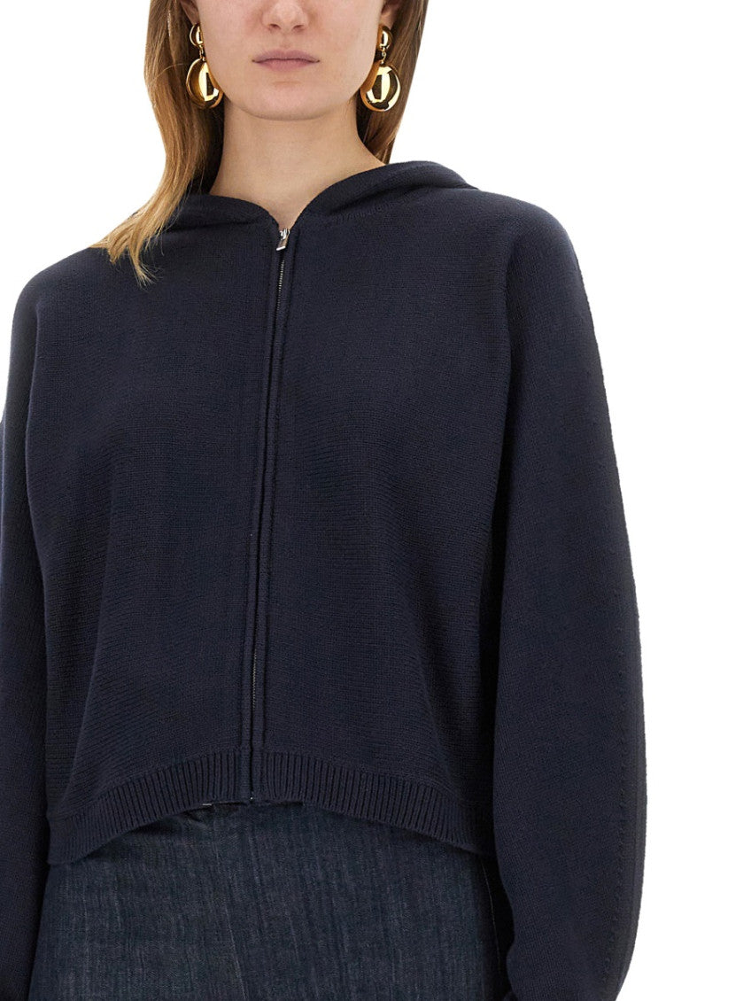 Navy Blue Knitted Hood Sweater 3