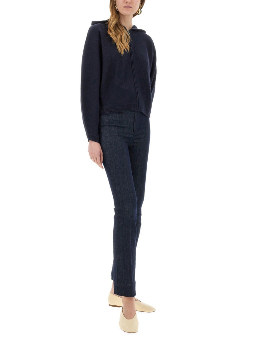 Navy Blue Knitted Hood Sweater 4